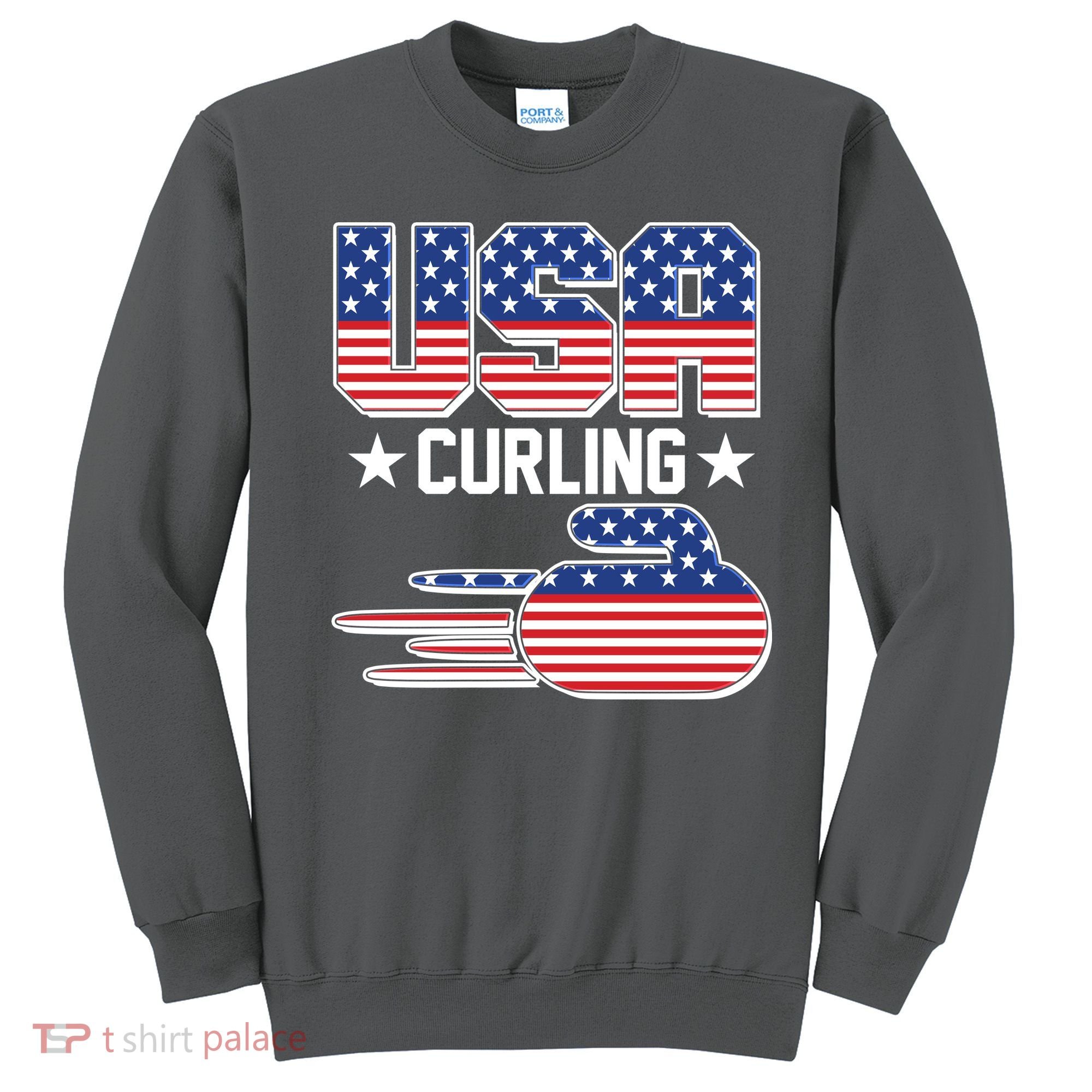 Cool Team USA Curling Flag Logo Sports Fan Sweatshirt