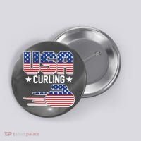 Cool Team USA Curling Flag Logo Sports Fan Button thumb 0