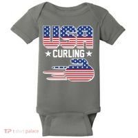 Cool Team USA Curling Flag Logo Sports Fan Baby Bodysuit thumb 0