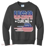Cool Team USA Curling Flag Logo Sports Fan Kids Sweatshirt thumb 0
