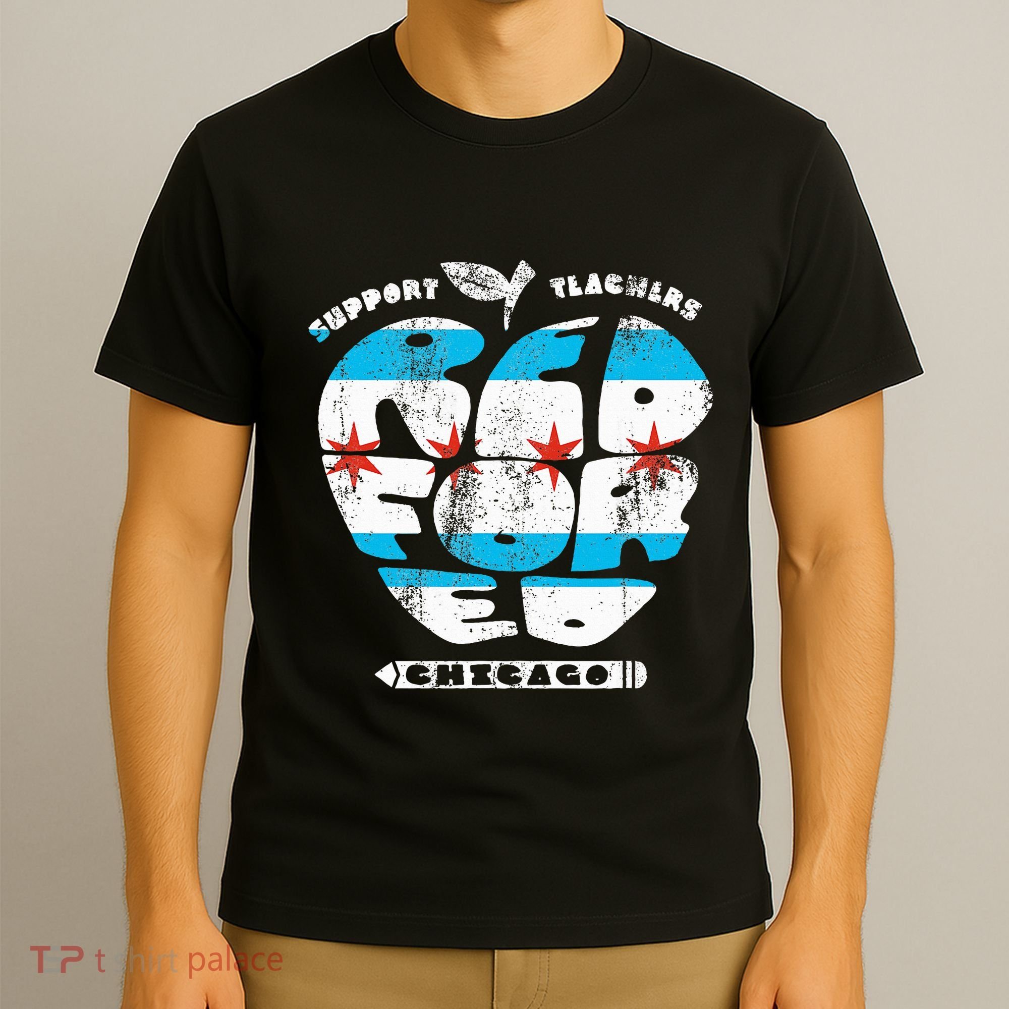 Chicago Teachers Union Vintage Apple Flag Red For Ed T-Shirt