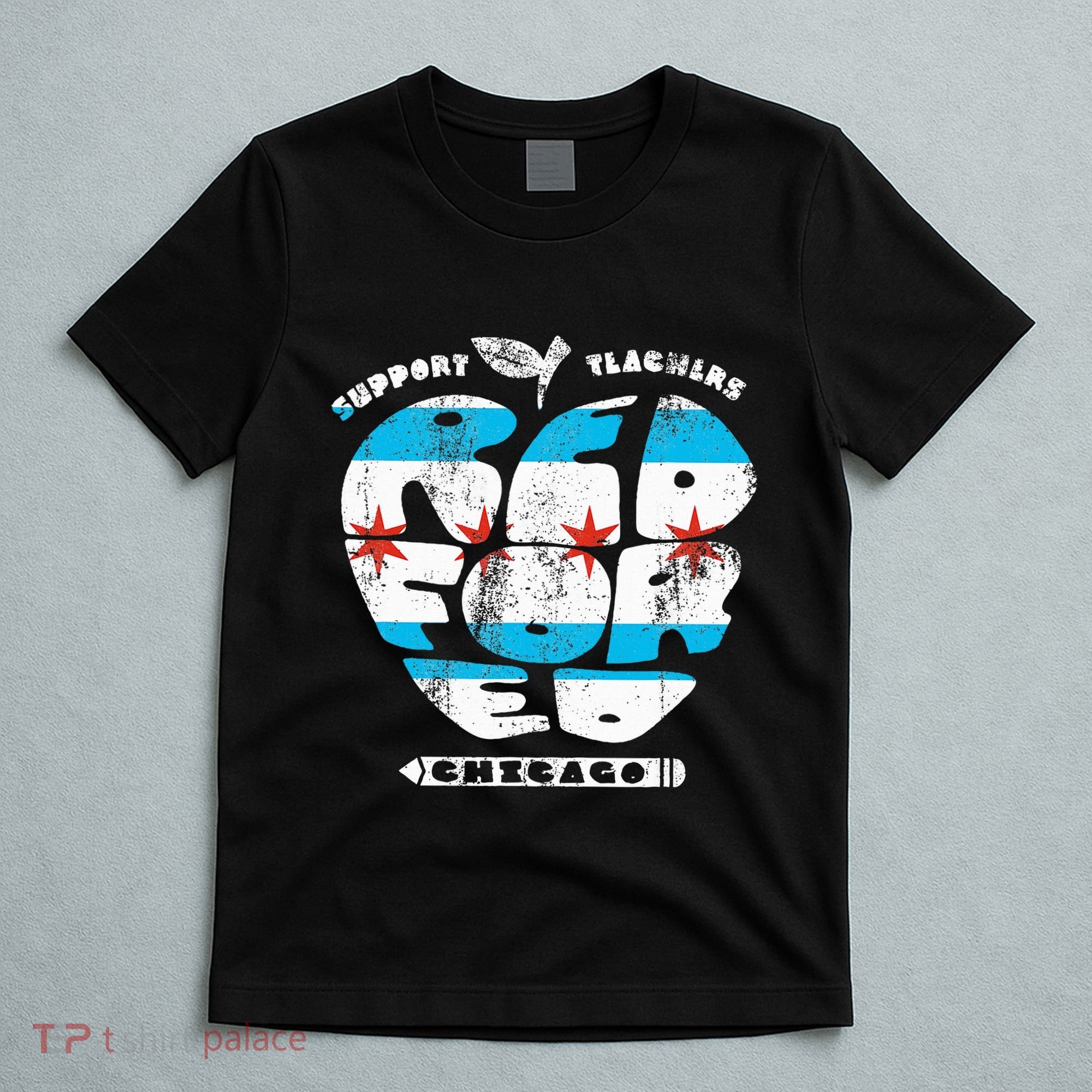 Chicago Teachers Union Vintage Apple Flag Red For Ed T-Shirt