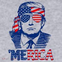 Cool Trump US American Flag Happy 4th Of July Funny Merica  Women's Racerback Cropped Tank thumb 2