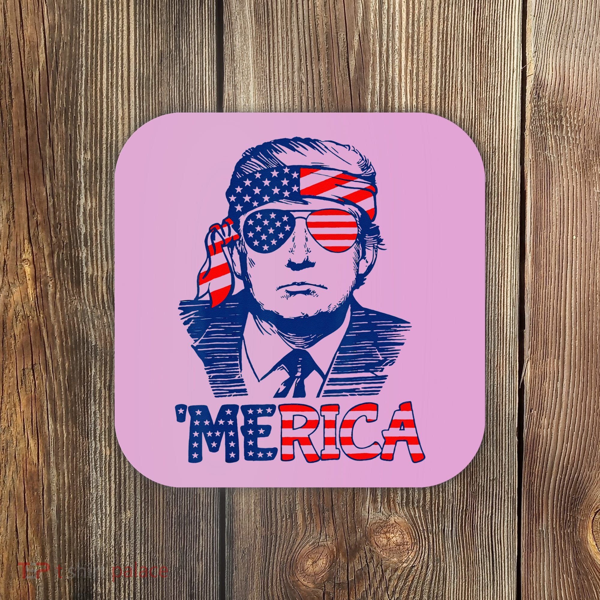 Cool Trump US American Flag Happy 4th Of July Funny Merica  Coaster
