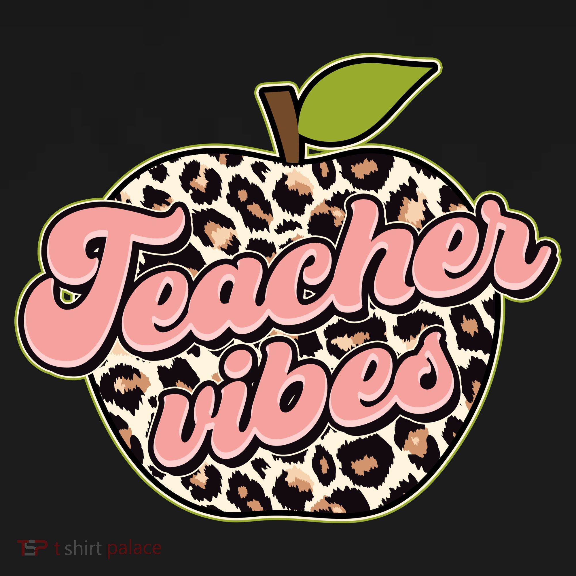 Cute Teacher Vibes Leopard Print Apple Doggie Tank