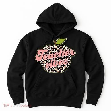 Cute Teacher Vibes Leopard Print Apple Hoodie