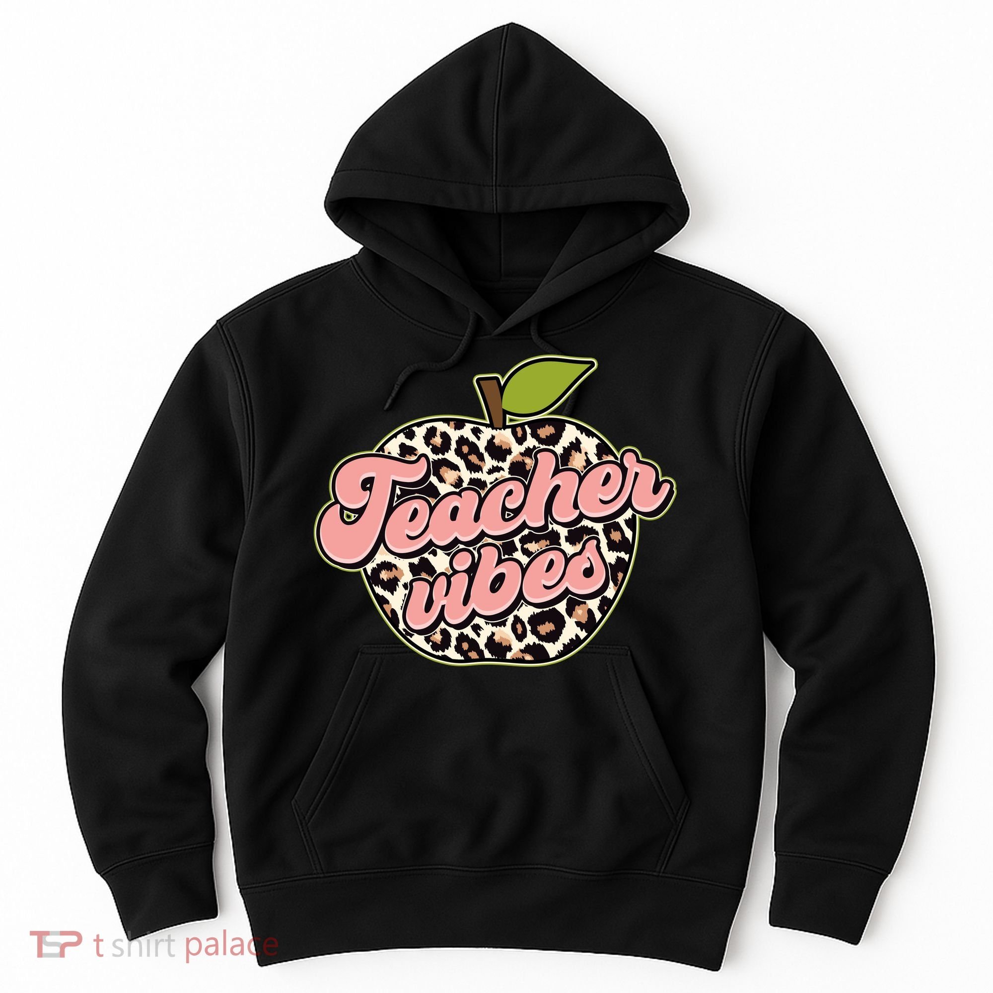 Cute Teacher Vibes Leopard Print Apple Hoodie