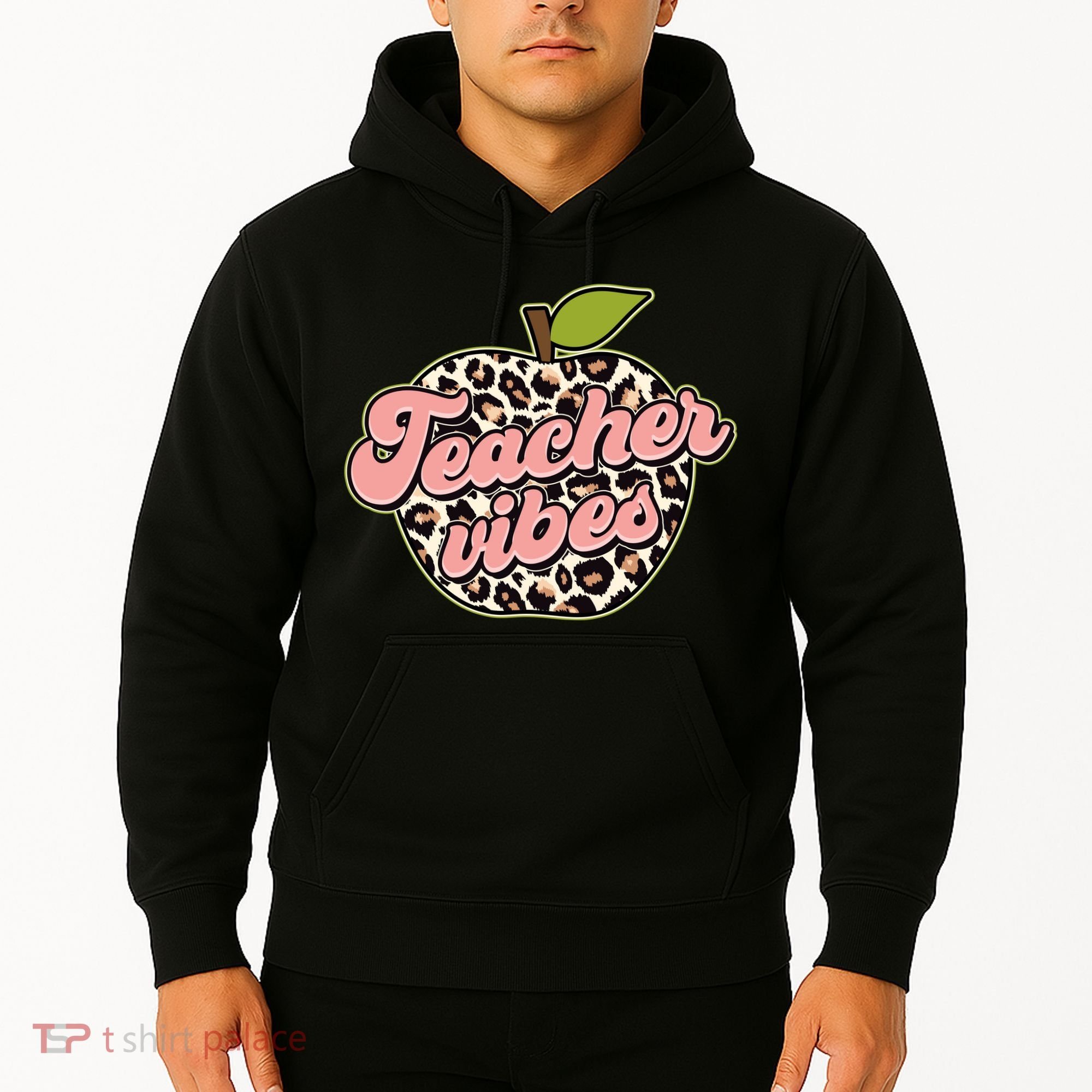 Cute Teacher Vibes Leopard Print Apple Hoodie