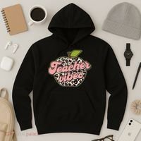 Cute Teacher Vibes Leopard Print Apple Hoodie thumb 3