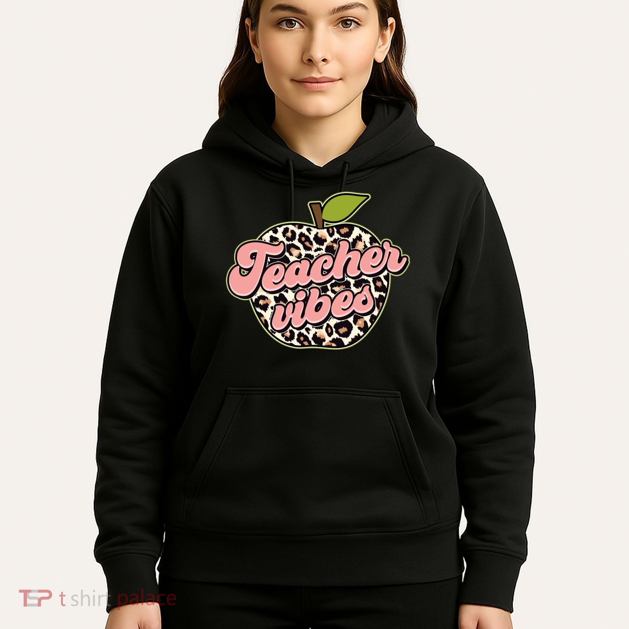 Cute Teacher Vibes Leopard Print Apple Hoodie