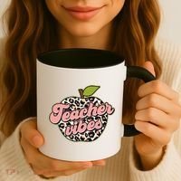 Cute Teacher Vibes Leopard Print Apple Coffee Mug thumb 3