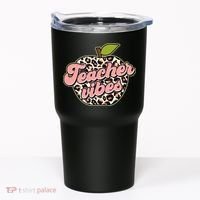 Cute Teacher Vibes Leopard Print Apple Tumbler thumb 0