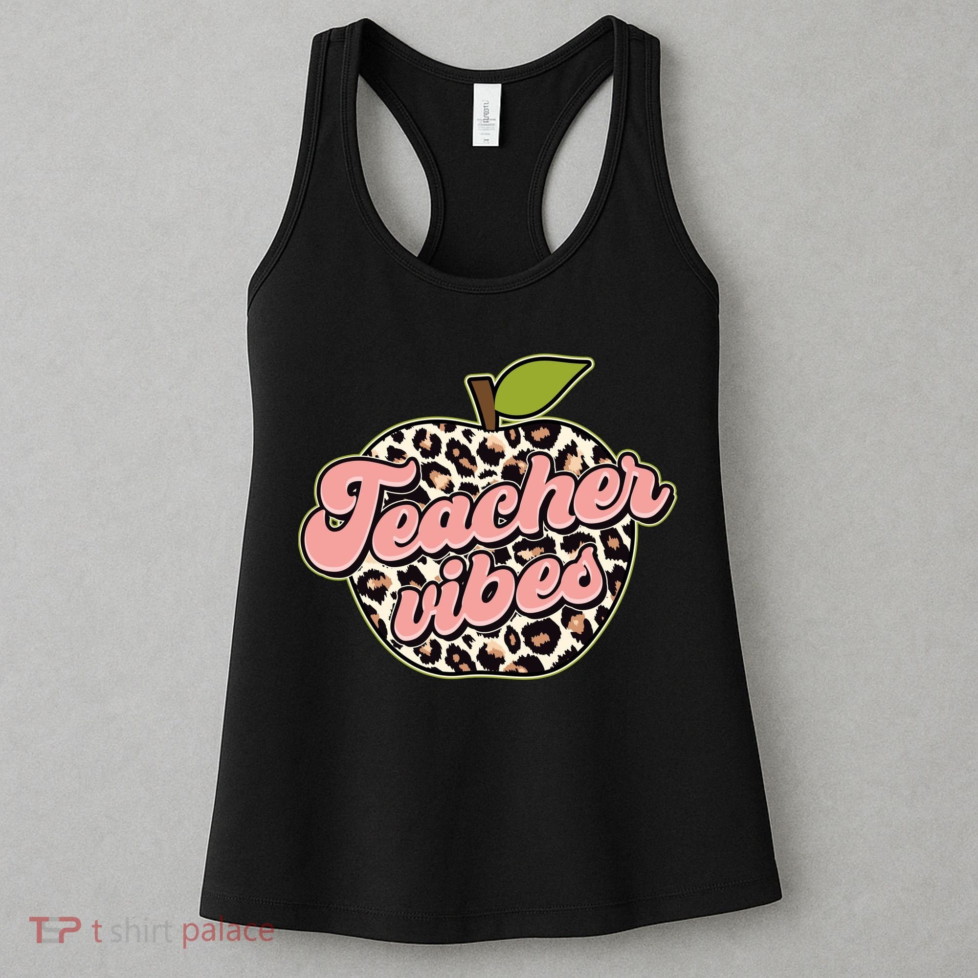 Cute Teacher Vibes Leopard Print Apple Women's Tank Top