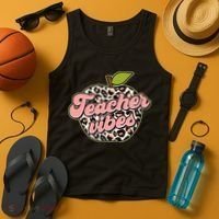 Cute Teacher Vibes Leopard Print Apple Tank Top thumb 4