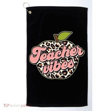 Cute Teacher Vibes Leopard Print Apple Golf Towel