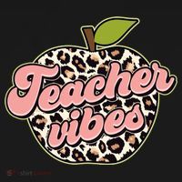 Cute Teacher Vibes Leopard Print Apple Women's Long Sleeve Shirt thumb 2
