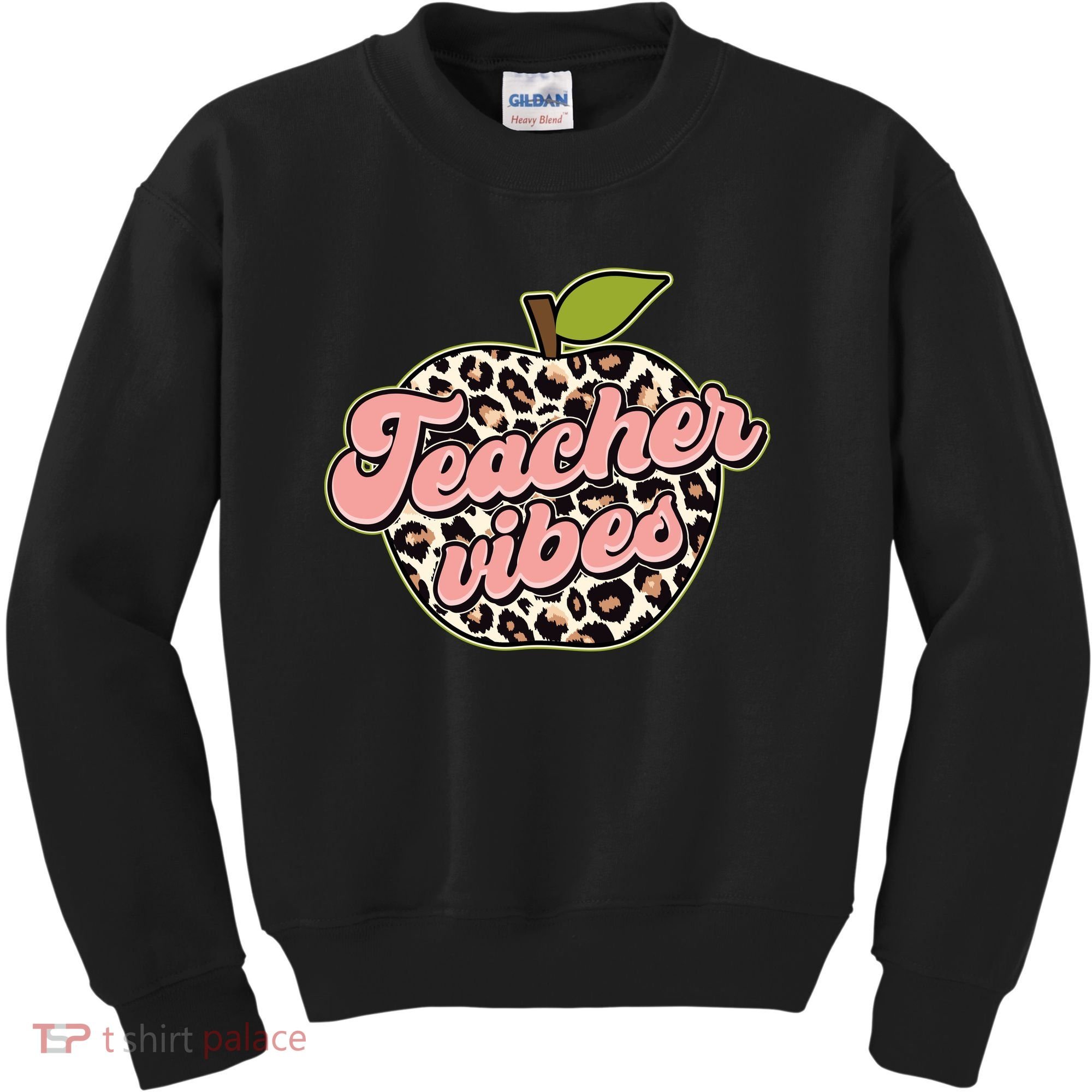 Cute Teacher Vibes Leopard Print Apple Kids Sweatshirt