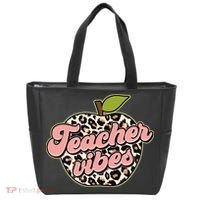 Cute Teacher Vibes Leopard Print Apple Tote Bag thumb 0
