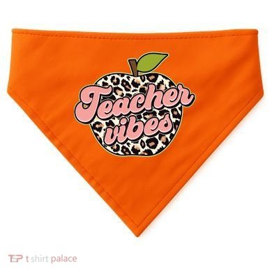 Cute Teacher Vibes Leopard Print Apple USA-Made Doggie Bandana