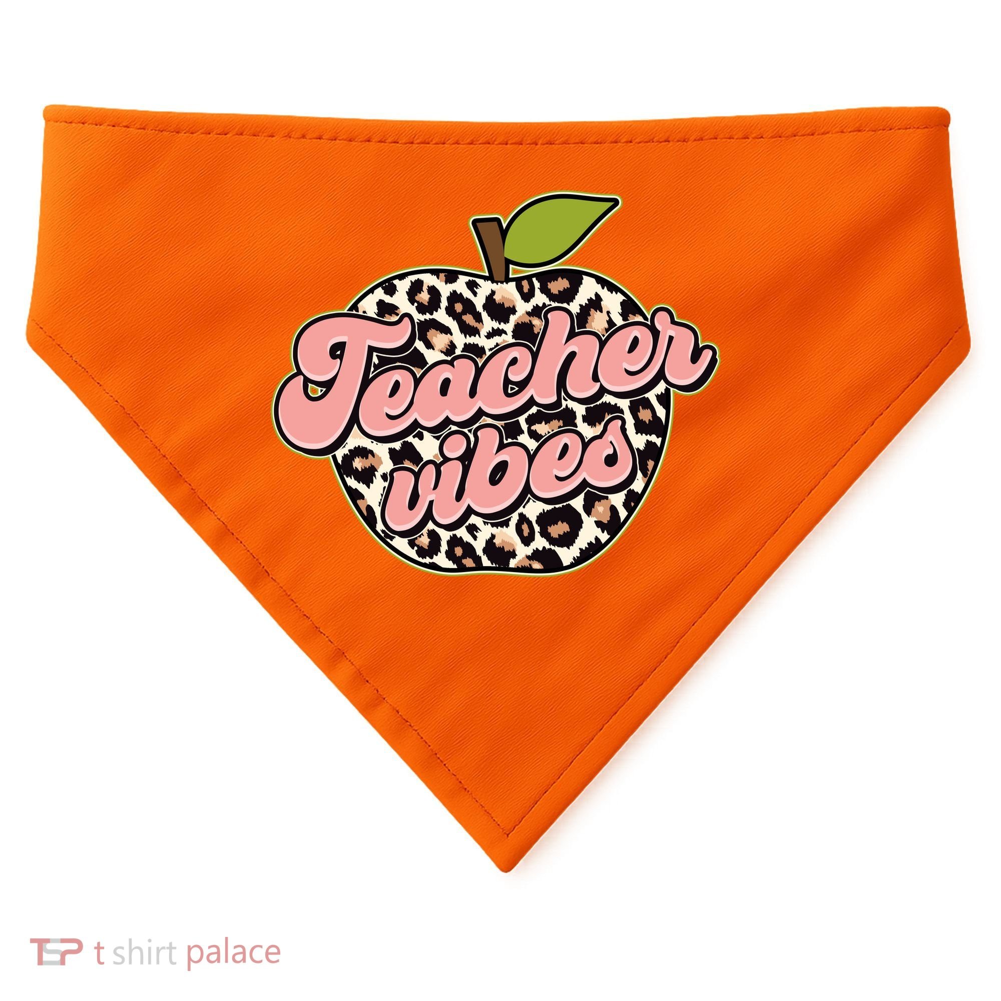 Cute Teacher Vibes Leopard Print Apple USA-Made Doggie Bandana