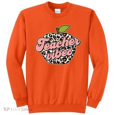 Cute Teacher Vibes Leopard Print Apple Sweatshirt
