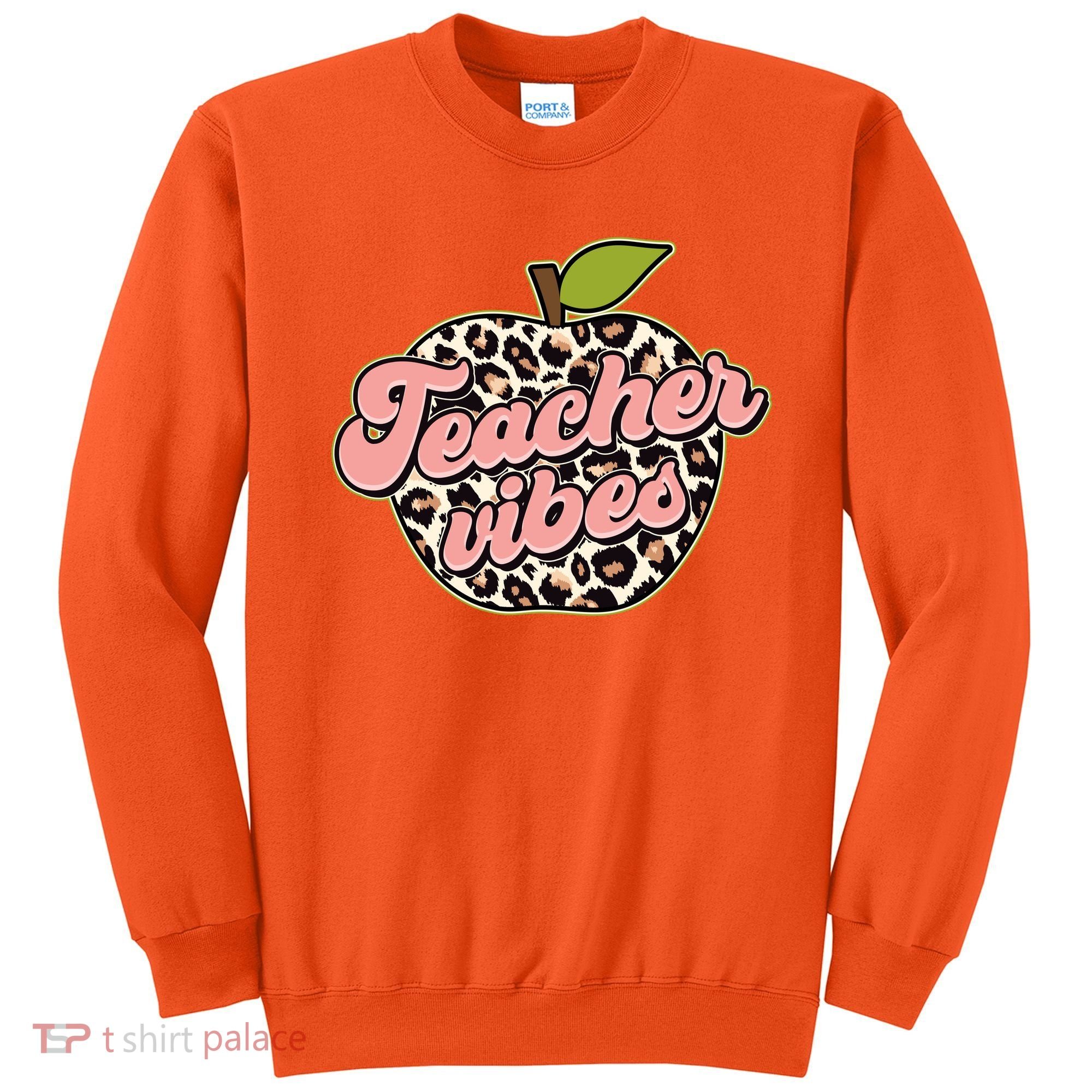 Cute Teacher Vibes Leopard Print Apple Sweatshirt