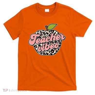 Cute Teacher Vibes Leopard Print Apple T-Shirt