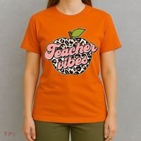 Cute Teacher Vibes Leopard Print Apple T-Shirt thumb 4