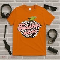Cute Teacher Vibes Leopard Print Apple T-Shirt thumb 5