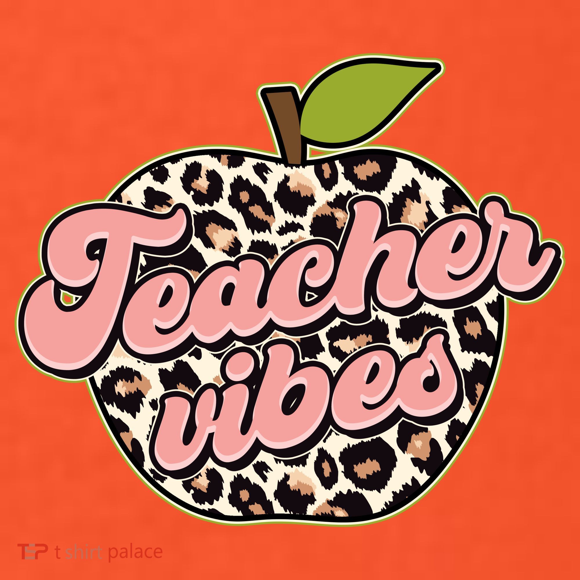 Cute Teacher Vibes Leopard Print Apple T-Shirt