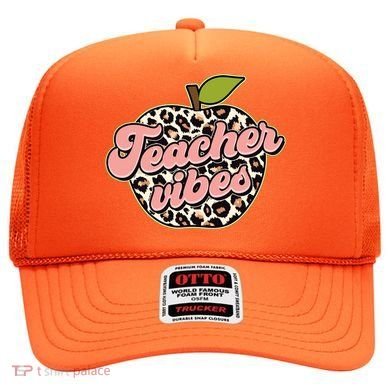 Cute Teacher Vibes Leopard Print Apple Hat
