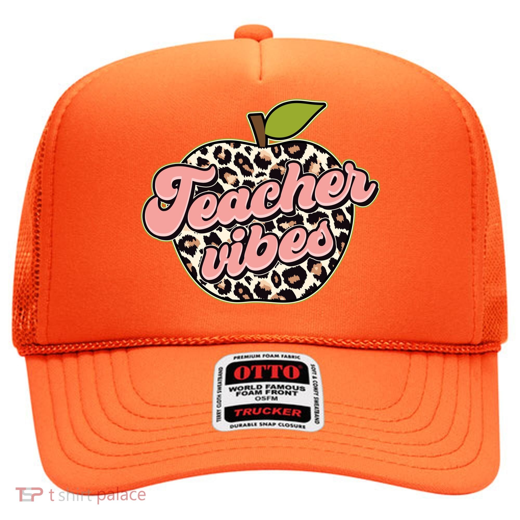 Cute Teacher Vibes Leopard Print Apple Hat