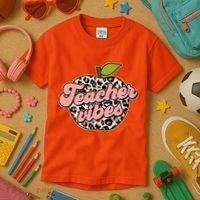 Cute Teacher Vibes Leopard Print Apple Kids T-Shirt thumb 3