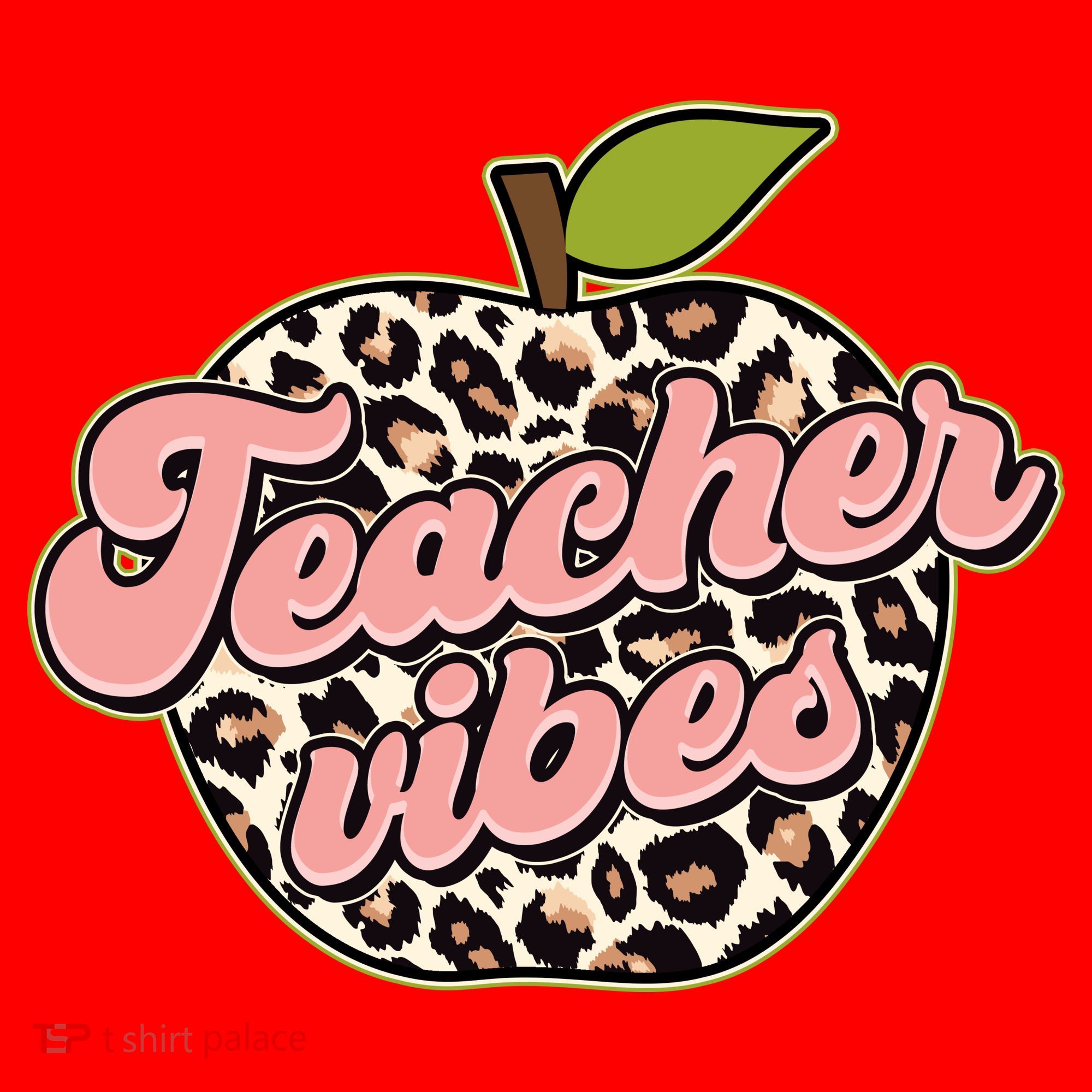 Cute Teacher Vibes Leopard Print Apple Santa Hat