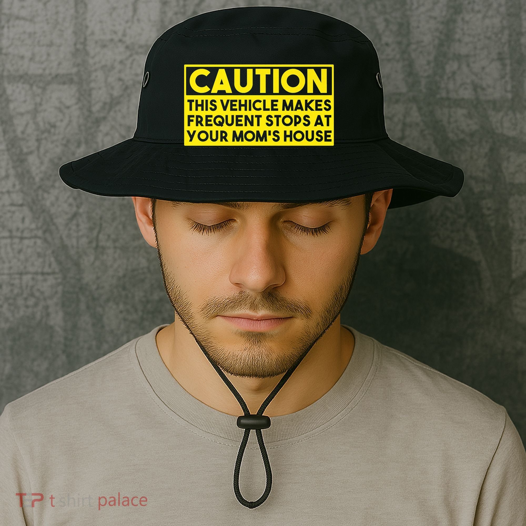 Caution This Vehicle Makes Frequent Stops At Your Moms House Bucket Hat