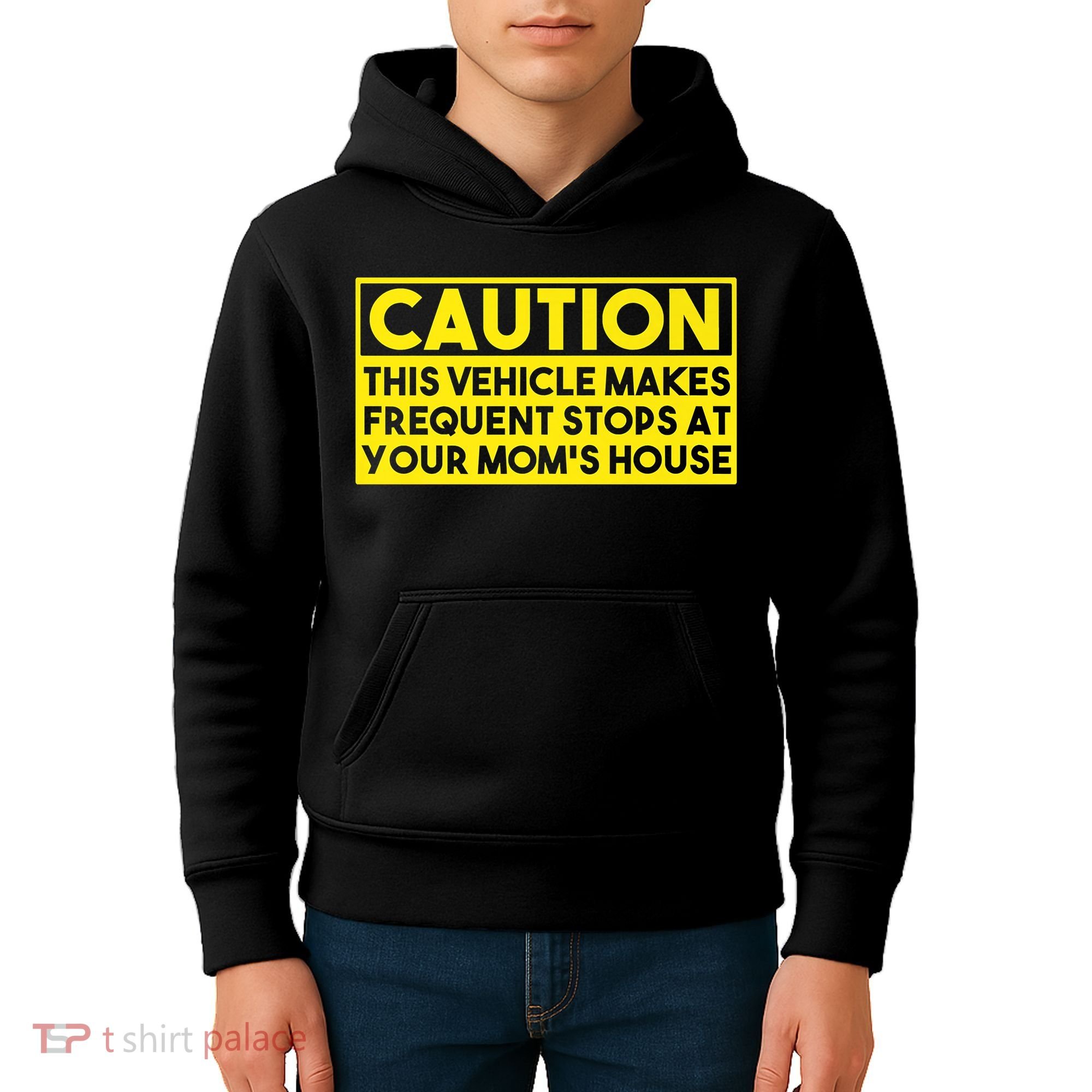 Caution This Vehicle Makes Frequent Stops At Your Moms House Kids Hoodie