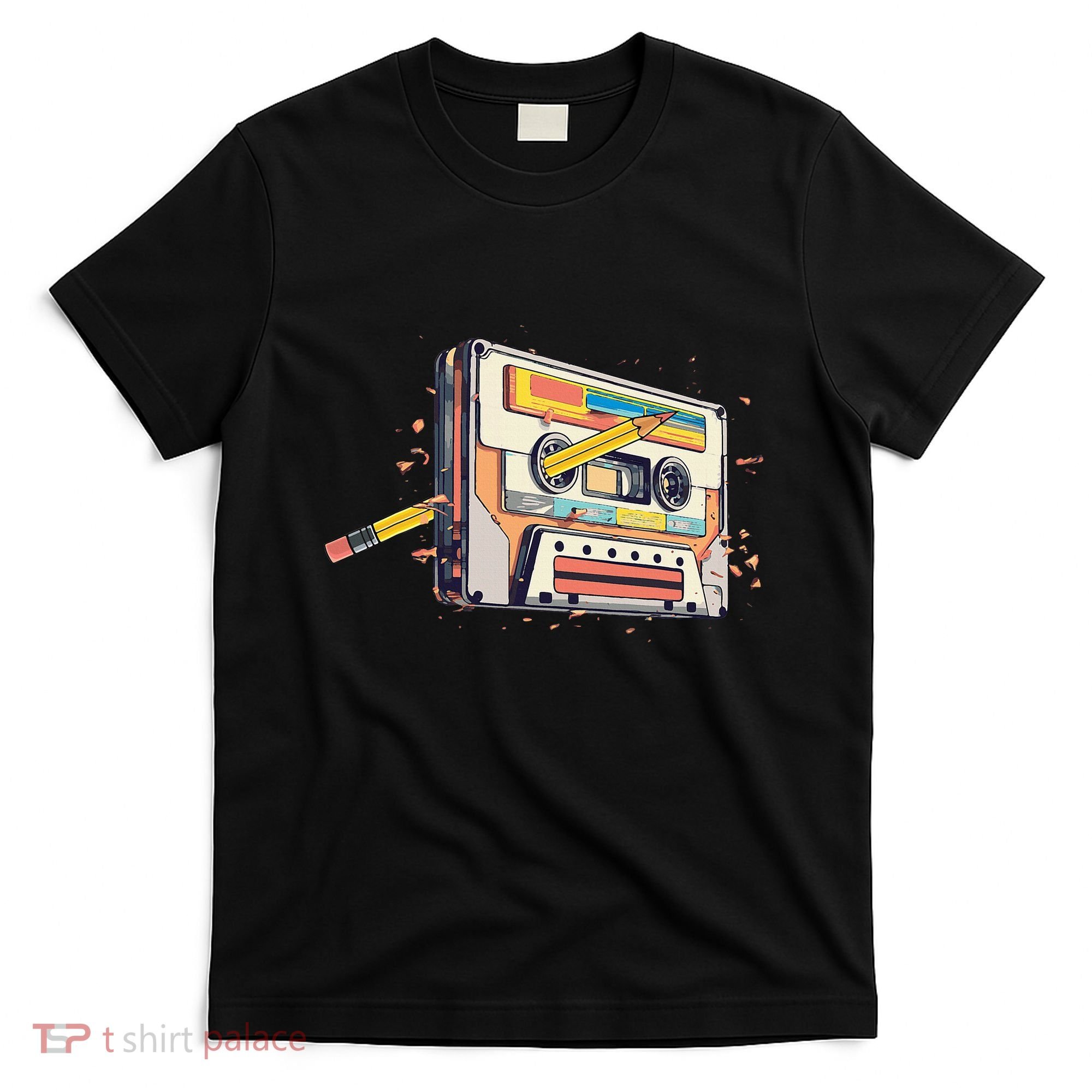 Cassette Tape Vintage Pencil 70s 80s 90s Classic Music T-Shirt