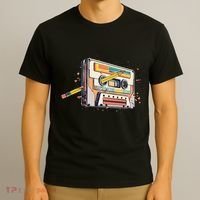 Cassette Tape Vintage Pencil 70s 80s 90s Classic Music T-Shirt thumb 3