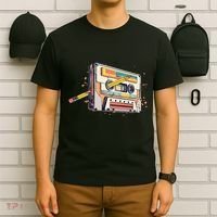 Cassette Tape Vintage Pencil 70s 80s 90s Classic Music T-Shirt thumb 6