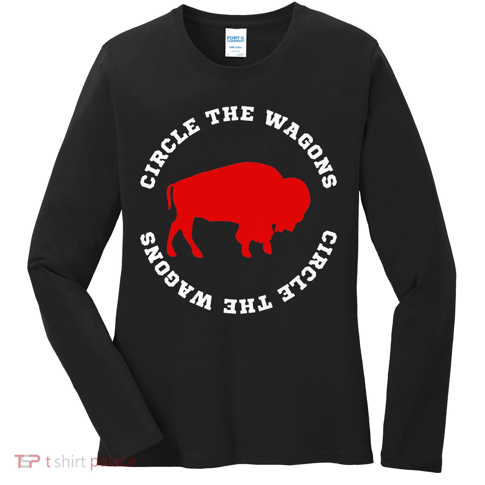 Circle the Wagons Buffalo Football Fan Women's Long Sleeve Shirt