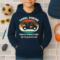 Camel Towing When It's Wedged In Tight We'll Pull It Out Kids Hoodie thumb 2
