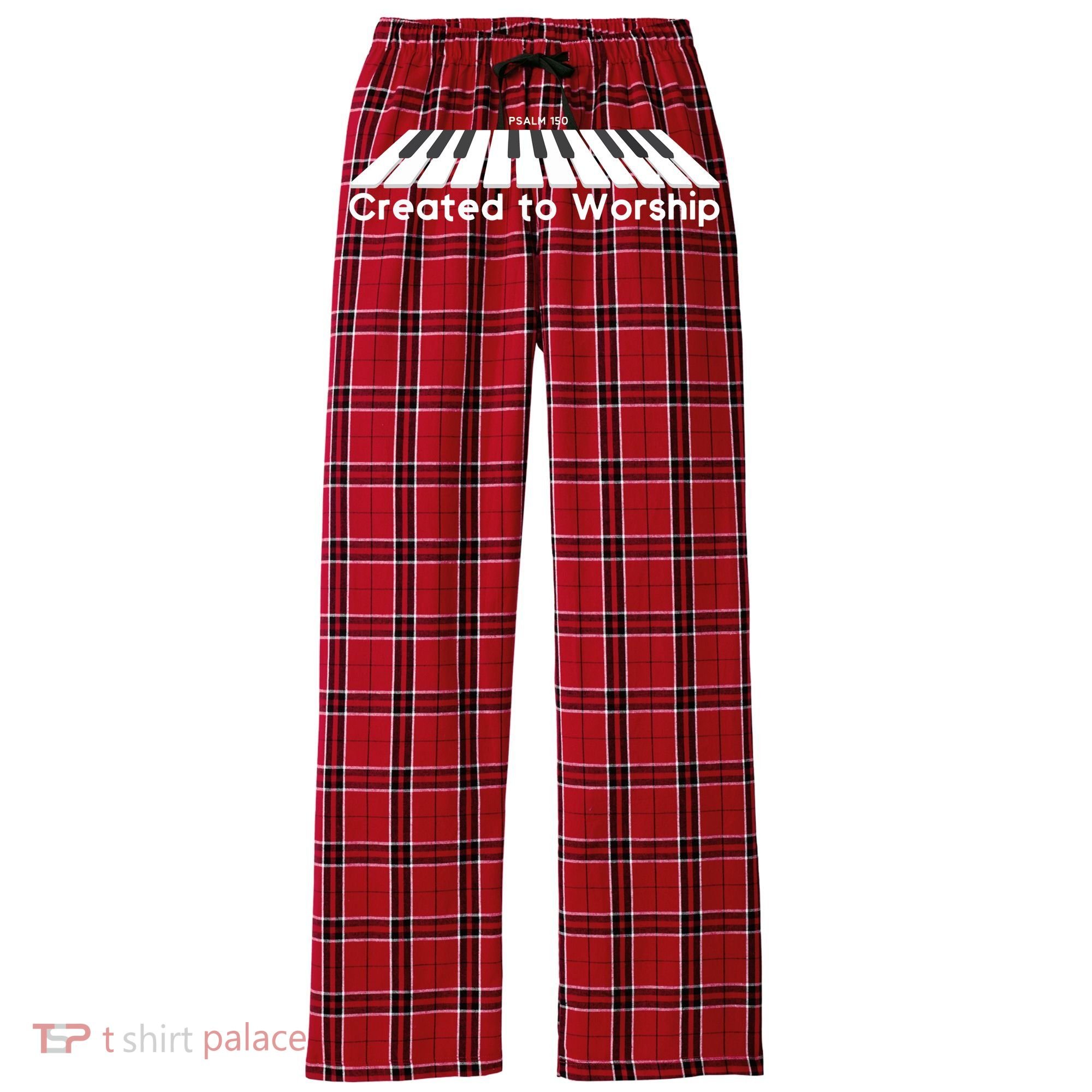Created To Worship Piano Christian Women's Flannel Plaid Pajama Pants