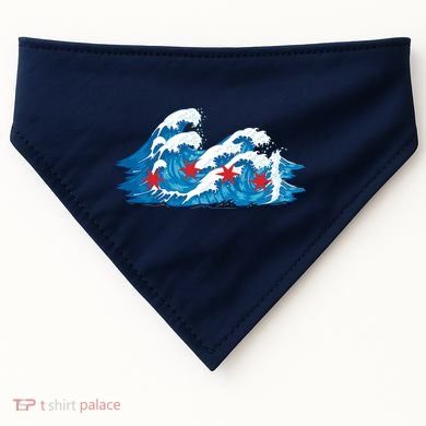 Chicago Tsunami Wave State Flag USA-Made Doggie Bandana