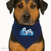 Chicago Tsunami Wave State Flag USA-Made Doggie Bandana thumb 1