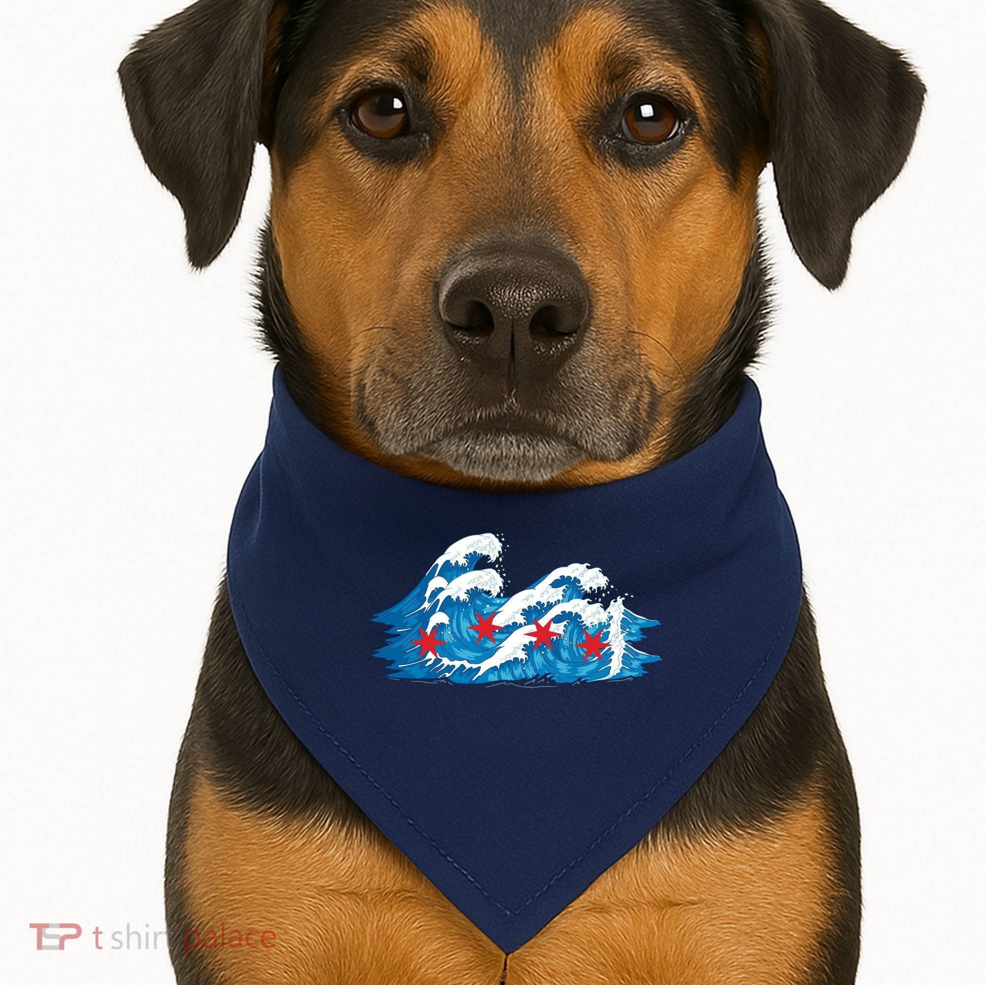 Chicago Tsunami Wave State Flag USA-Made Doggie Bandana