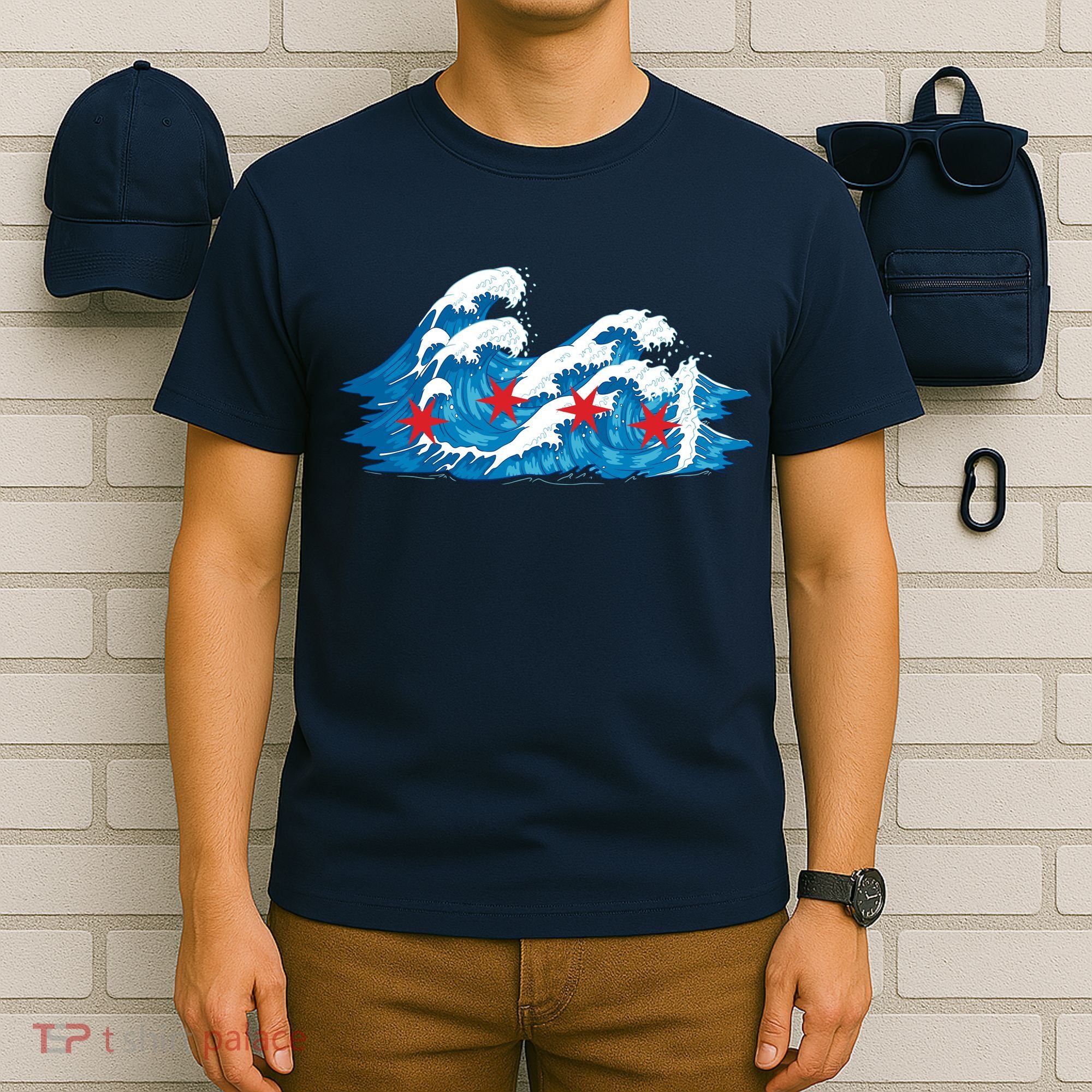 Chicago Tsunami Wave State Flag T-Shirt