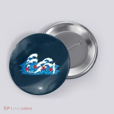 Chicago Tsunami Wave State Flag Button