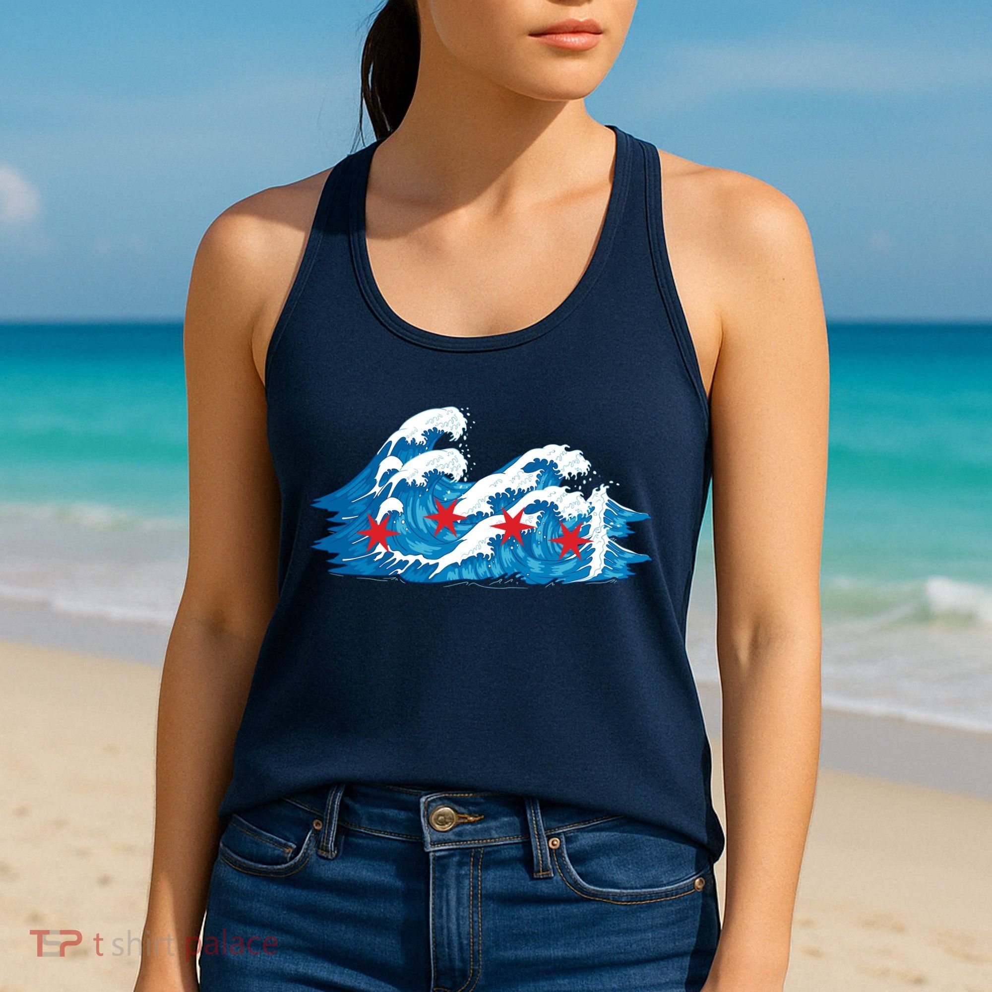 Chicago Tsunami Wave State Flag Women's Tank Top