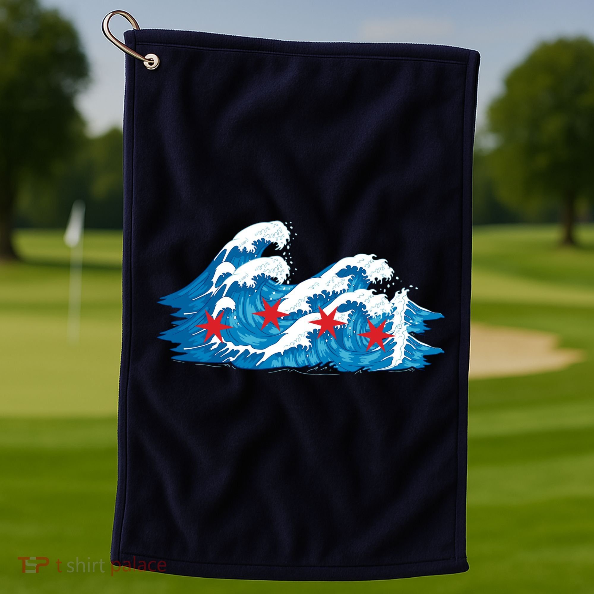 Chicago Tsunami Wave State Flag Golf Towel