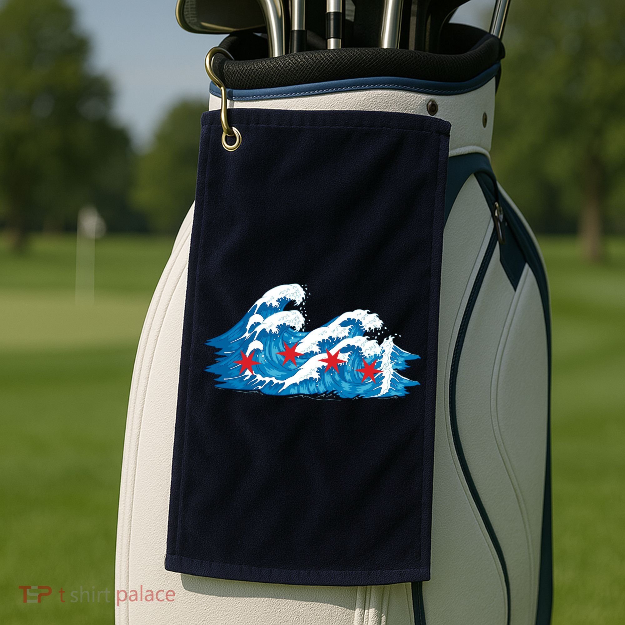 Chicago Tsunami Wave State Flag Golf Towel